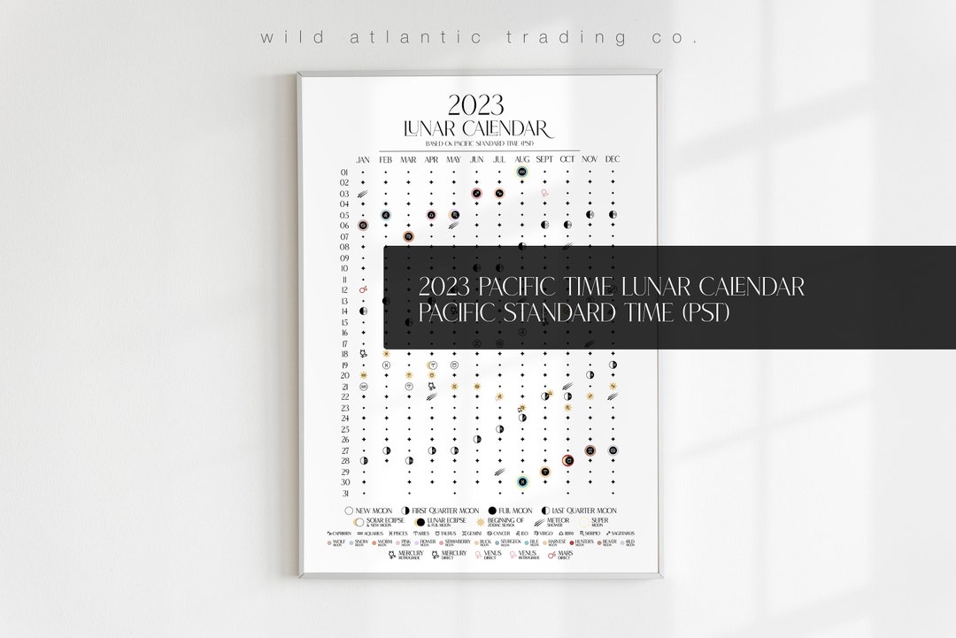 Printable 2023 Pacific Standard Time Lunar Calendar PST Time 2023 Moon