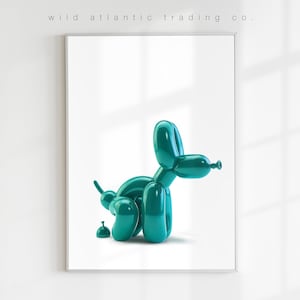 Teal kackender Ballon Hund Druck, schrulliger Druck, schrulliges Poster, moderne Kunst, lustiger Hund, Pop Art, neues Zuhause, Hundeliebhaber, Hund Poster