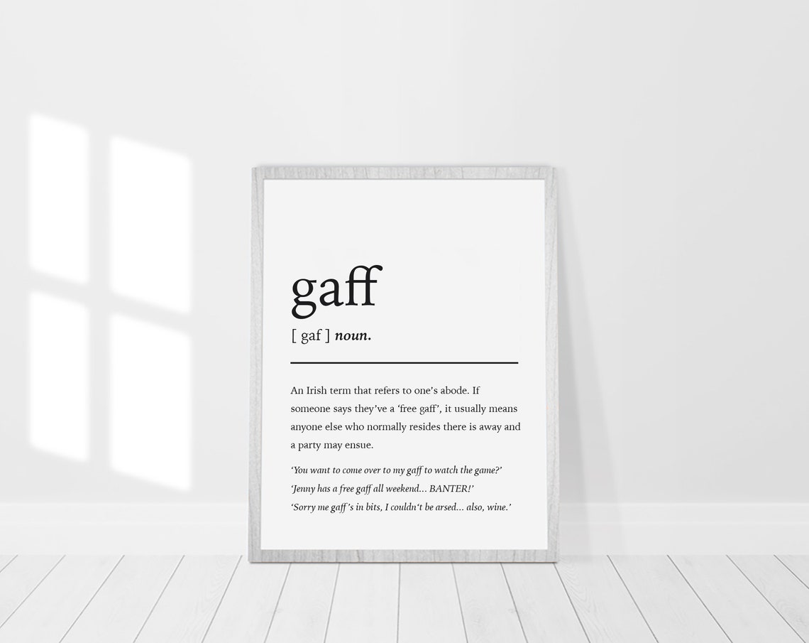 Printable Gaff Definition Print Norn Iron / Irish Slang Etsy Canada