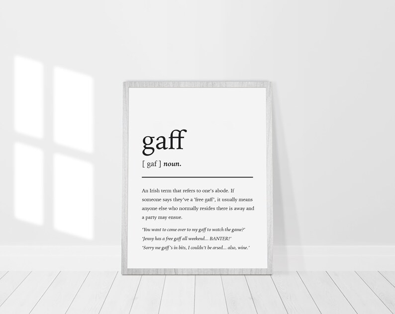 Printable Gaff Definition Print Norn Iron / Irish Slang Etsy Canada