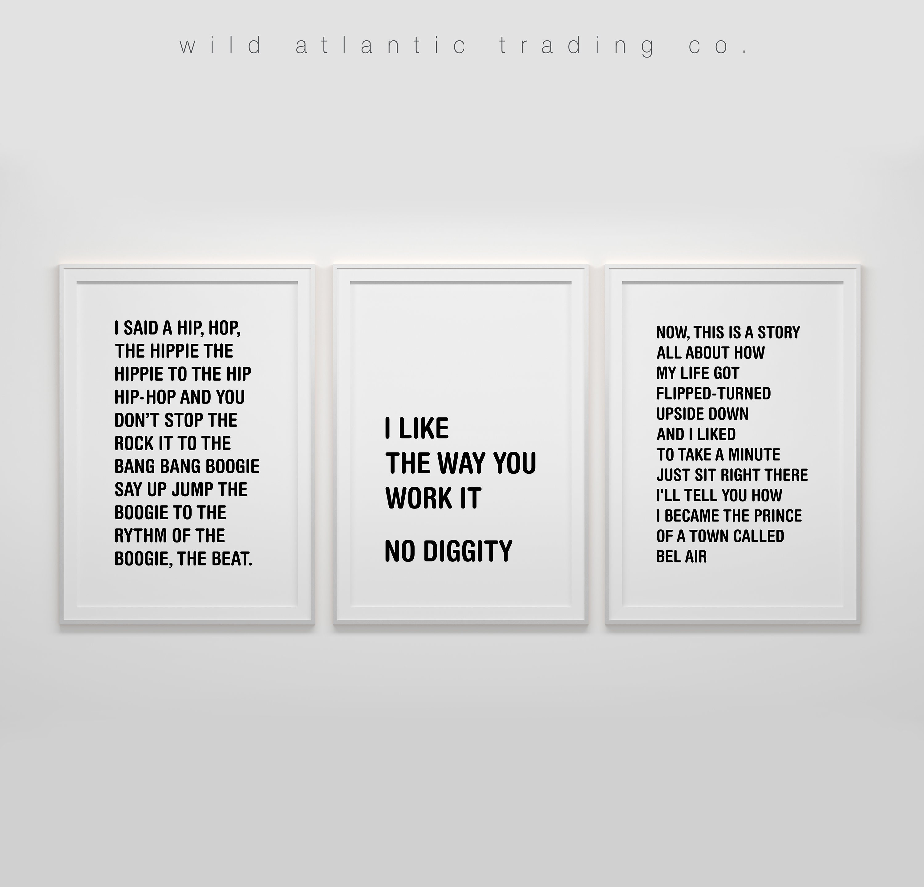 Printable 90s Rap / Hip Hop Lyrics Set of 3, Rappers Delight