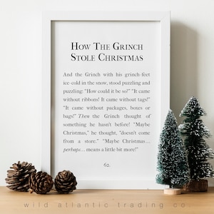 Printable How the Grinch Stole Christmas, Dr. Seuss, Kinderbuch, Buchzitat, Weihnachtsdekoration, Urlaub, Xmas Art, Winter Typografie
