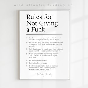 Printable Billy Connolly Rules for Not Giving a Fuck quote from Windswept & Interesting his Autobiography Digital Download, Glasgow Comedy image 2