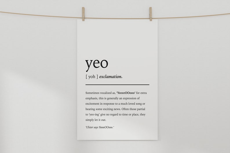 Printable Yeo Definition Print Norn Iron / Irish Slang Etsy