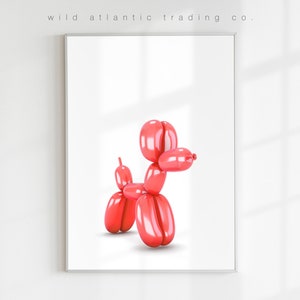 Printable Red Balloon Dog Print, Quirky Print, Quirky Poster, Modern Art, Funny Dog Art, Pop Art, New Home Gifts, Dog Lover, Dog Poster