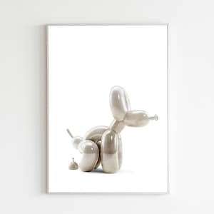 Stampa stampabile di cane con palloncino che fa la cacca di pietra, stampa eccentrica, poster eccentrico, arte moderna e divertente per cani, pop art, nuova casa, amante dei cani, poster per cani