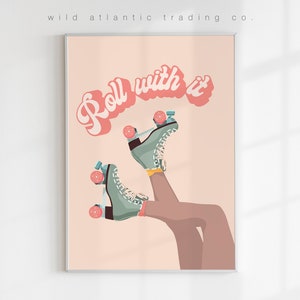 Retro Roller Skates Print: Minimalist Boho Decor (Digital Download)