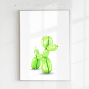 Printable Green Balloon Dog Print, Quirky Print, Quirky Poster, Modern Art, Funny Dog Art, Pop Art, New Home Gifts, Dog Lover, Dog Poster