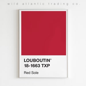 Afdrukbare Louboutin Kleur Swatch Poster, Geïnspireerd kleurenpalet, Rode zool, Chinees rood, Minimalistische Poster, Parijs, Color Block, Fashion Art