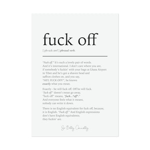 Famosa citazione di Billy Connolly, Poster del vaffanculo, Regali di Glasgow, Stampa scozzese, Ulster Scots, The Big Yin, Poster di Glasgow, Regali segreti di Babbo Natale