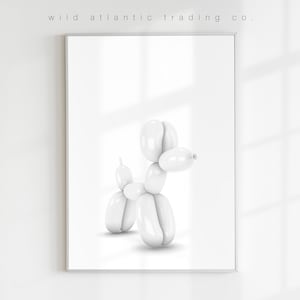 Printable White Balloon Dog Print, Quirky Print, Quirky Poster, Modern Art, Funny Dog Art, Pop Art, New Home Gifts, Dog Lover, Dog Poster