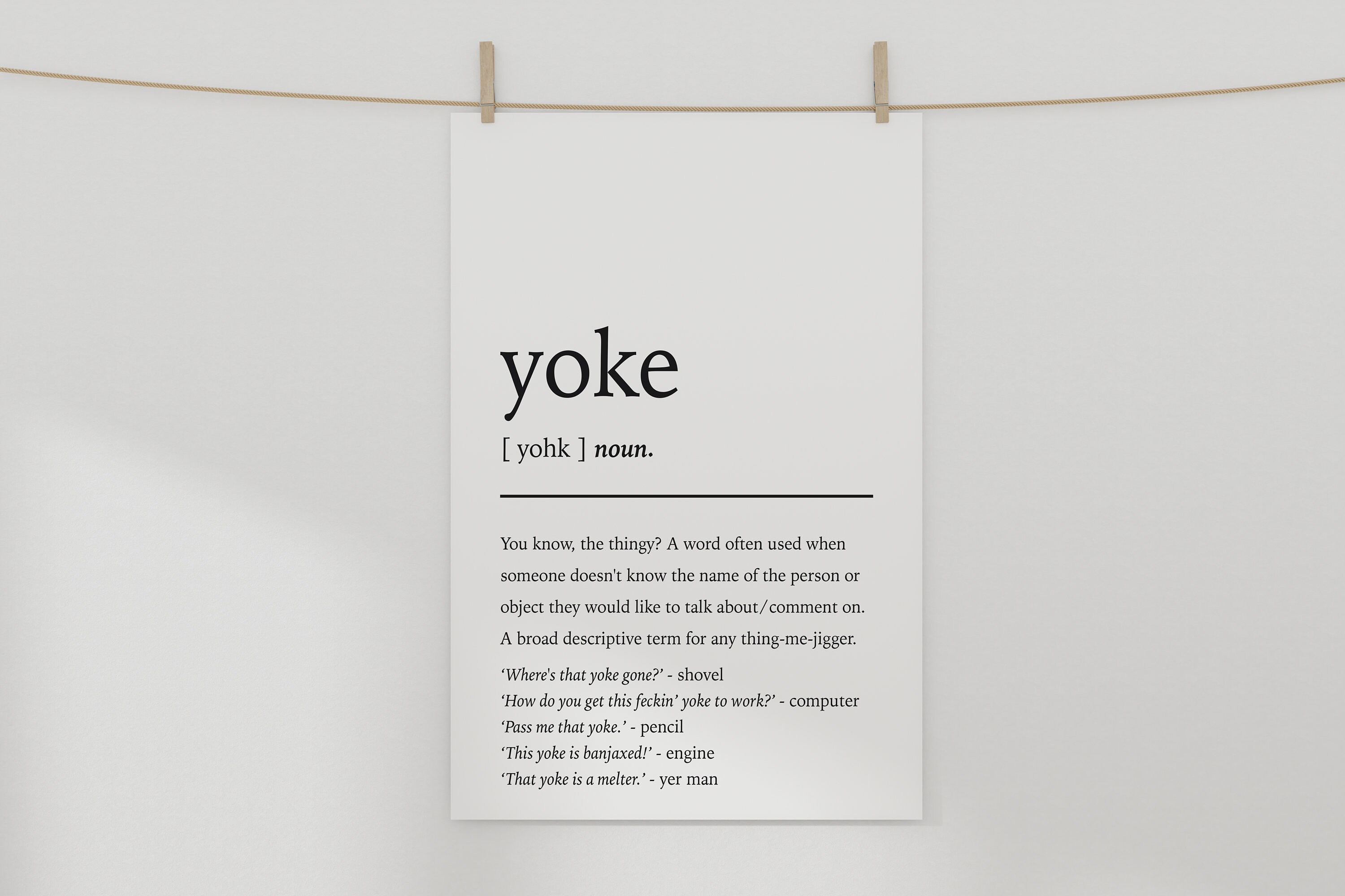 Printable Yoke Definition Print / Norn Iron / Irish Slang Etsy