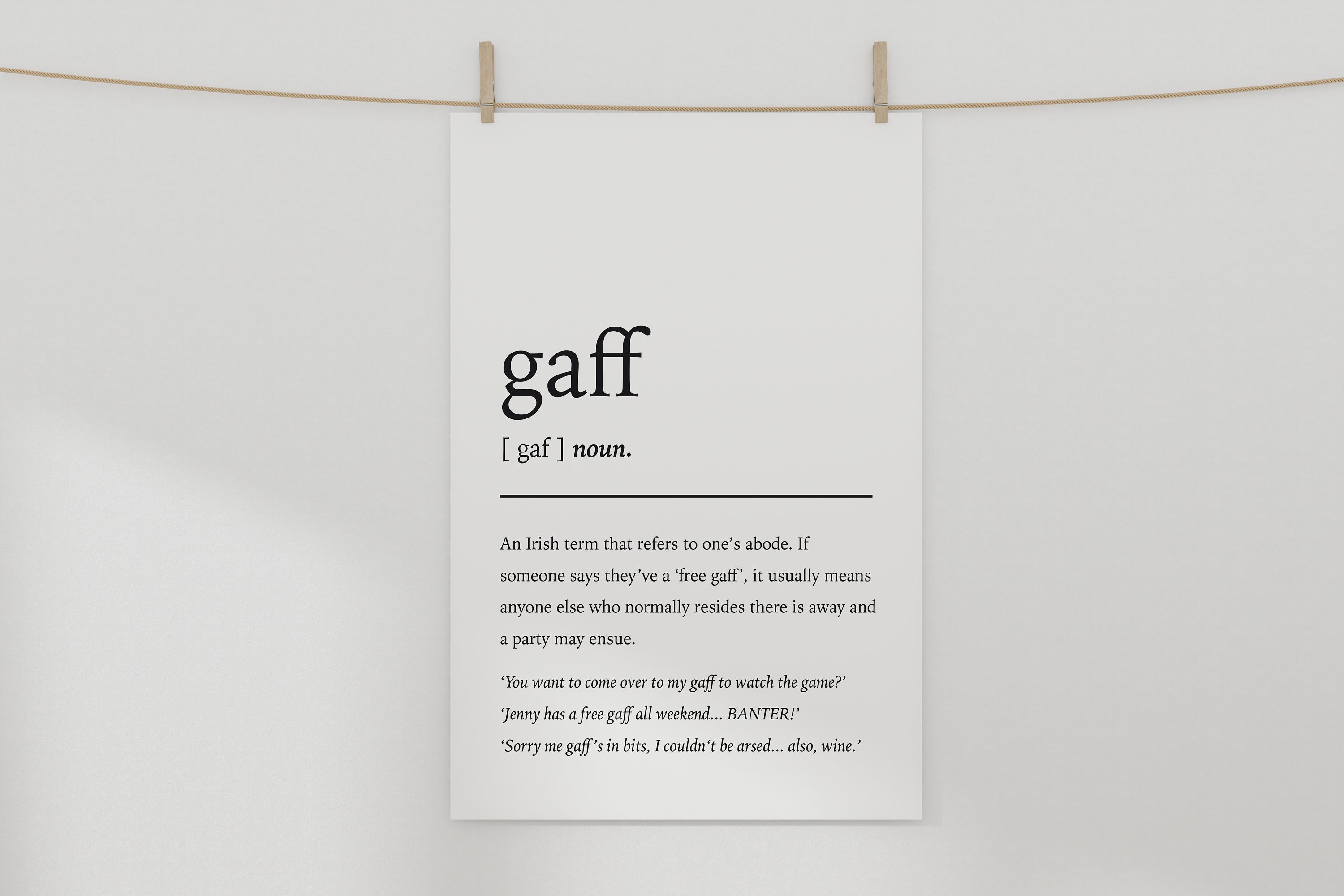 Printable Gaff Definition Print / Norn Iron / Irish Slang Etsy España