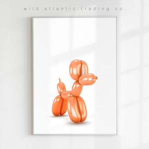 Printable Orange Balloon Dog Print, Quirky Print, Quirky Poster, Modern Art, Funny Dog Art, Pop Art, New Home Gifts, Dog Lover, Dog Poster