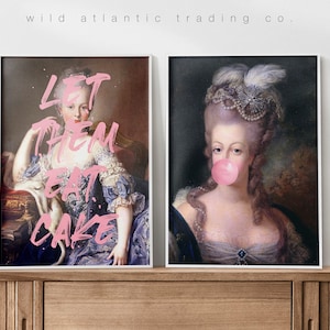 Printable Let Them Eat Cake & Marie Antoinette Bubble Gum Prints | 2 Pack | Altered Famous Art, Printable Wall Art, Eclectic Historical Art