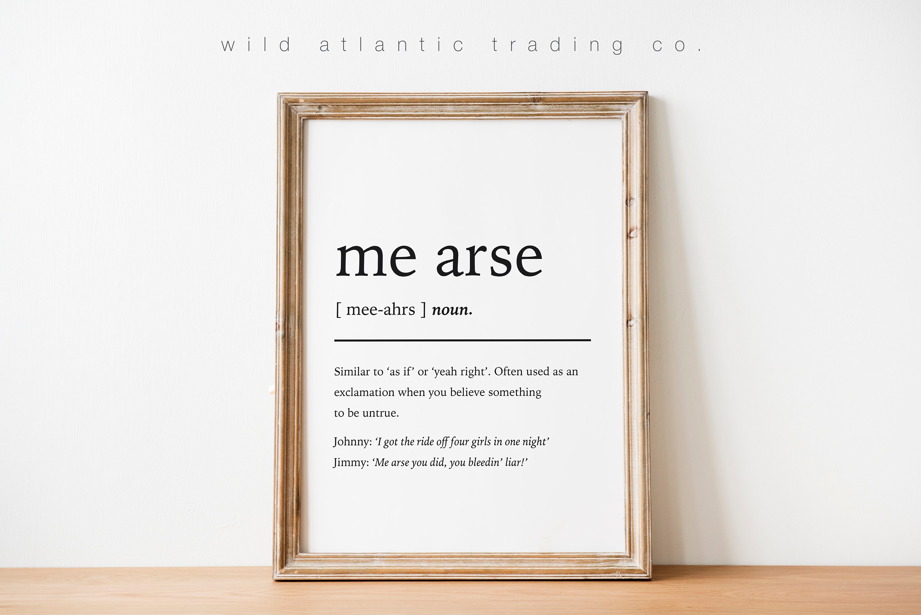 Printable Me Arse Definition Print / Norn Iron / Irish Slang Etsy España