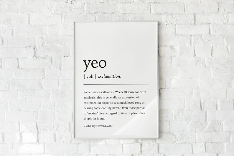 Printable Yeo Definition Print Norn Iron / Irish Slang Etsy