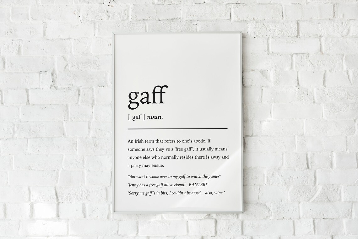 Printable Gaff Definition Print Norn Iron / Irish Slang Etsy UK