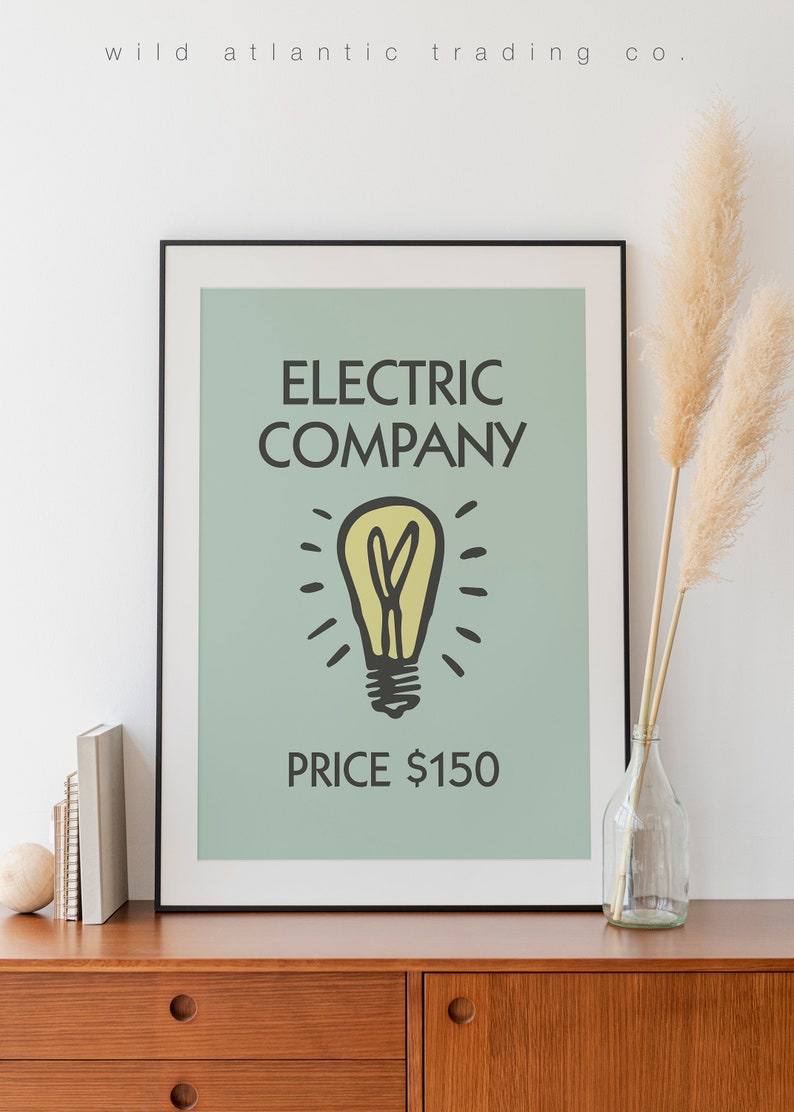 Printable Monopoly Inspired Electric Company Retro Print - Etsy