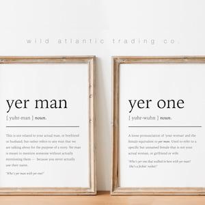 Printable Yer Man & Yer One Definition Prints | Norn Iron, Irish Slang Print | Digital Download | Northern Ireland, your man, your woman