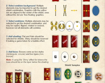 Ovale keizerlijke Romeinse schilden voor speltellers en miniatuurschilden