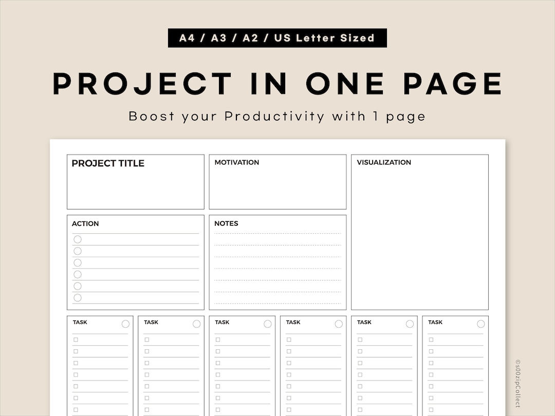 Project in One Page | A4, A3, A2, US Letter Sized | Project Poster ...