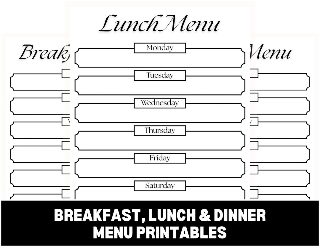 Minimalist Menu Printable | Weekly Meal Planner | Simple Meal Plan ...