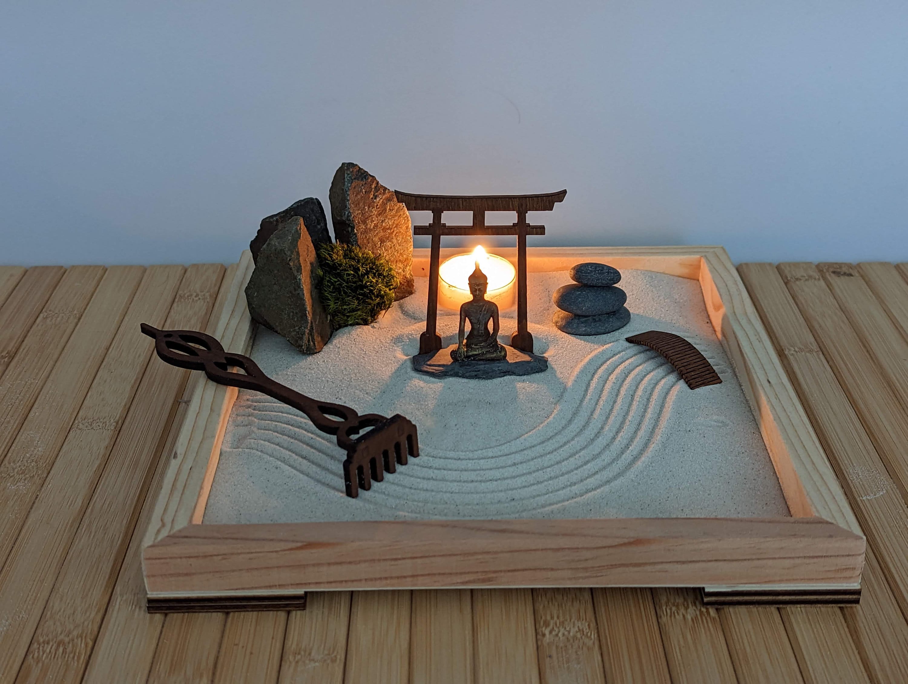 XL Large Zen Garden Made of FSC Solid Wood With Buddha Figure Etsy