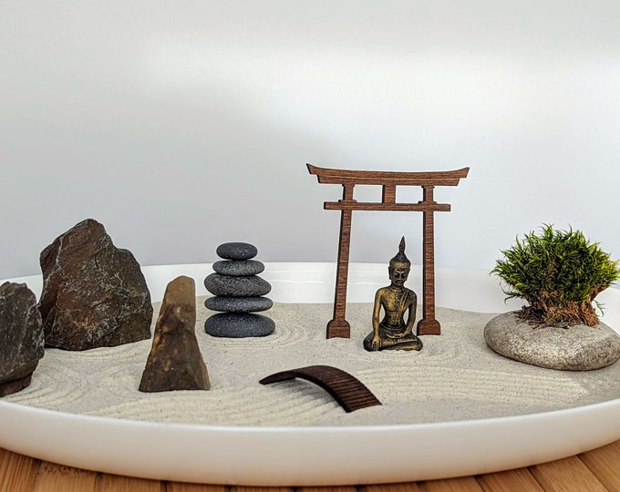 Desktop Zen Garden Kit, Desktop Sand Garden, Mini Moss Garden, Sand