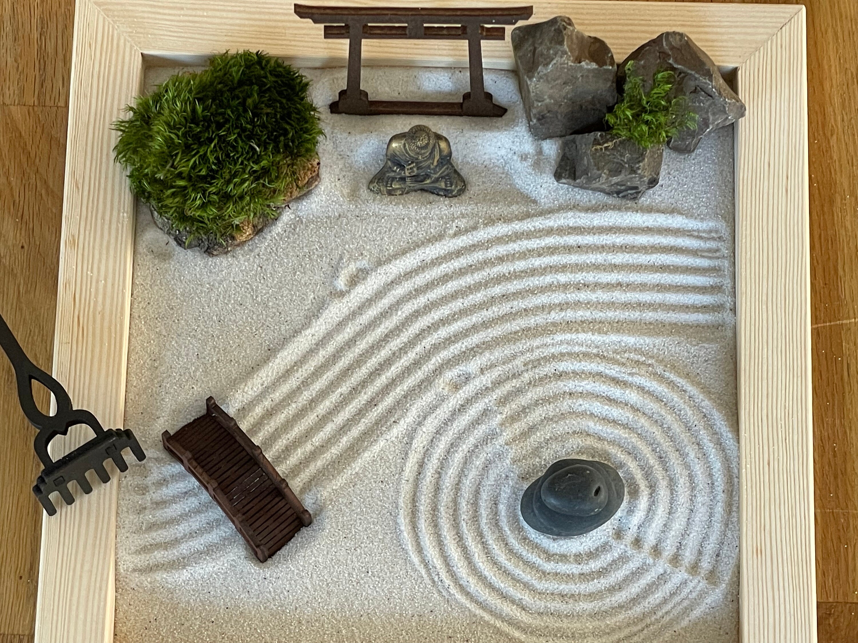 Large Handmade Zen Garden Set Made From Fsc-certified Wood With