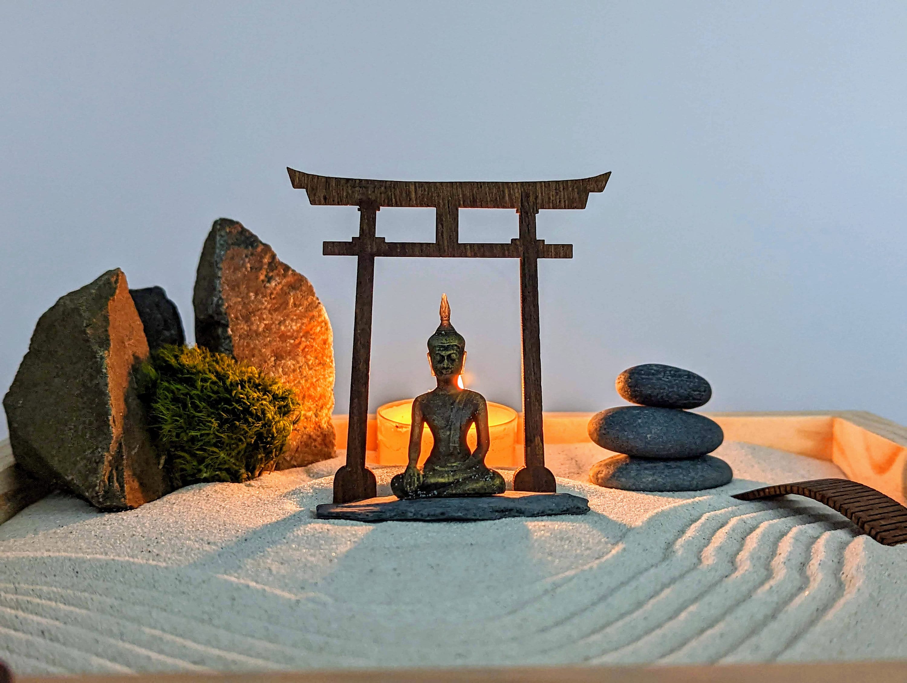 XL Large Zen Garden Made of FSC Solid Wood With Buddha Figure Etsy