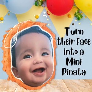 Face Mini Piñata, Personalized birthday party piñata, custom, kids party decorations, children&#39;s portrait party piñata