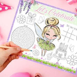 Tinkerbell birthday coloring Page, fairy party, activity sheet, printable digital file, instant download, Tinkerbell bday party printable