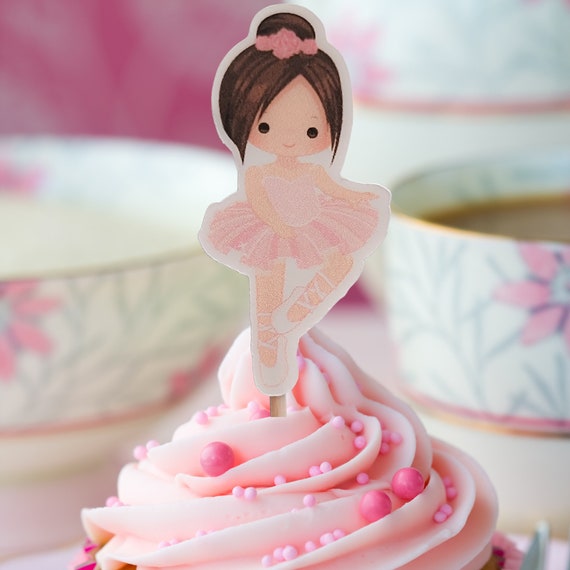 36-Piece Pink Ballerina Cupcake Decorations - Ballet Theme Party Cake Toppers