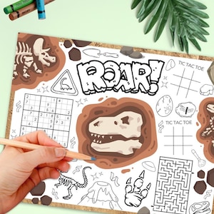 Dinosaur Bones coloring Page, Dino party, activity sheet, printable digital file, instant download, dinosaur bday party, Birthday party game