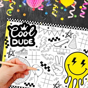 One Happy Dude coloring Page, Cool dude birthday party, activity sheet, printable digital file, instant download, cool dude kids bday game