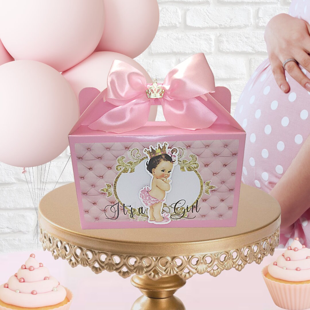 Baby Girl Diaper Princess Gable Party Favor Boxes, Treat Boxes, Drive ...