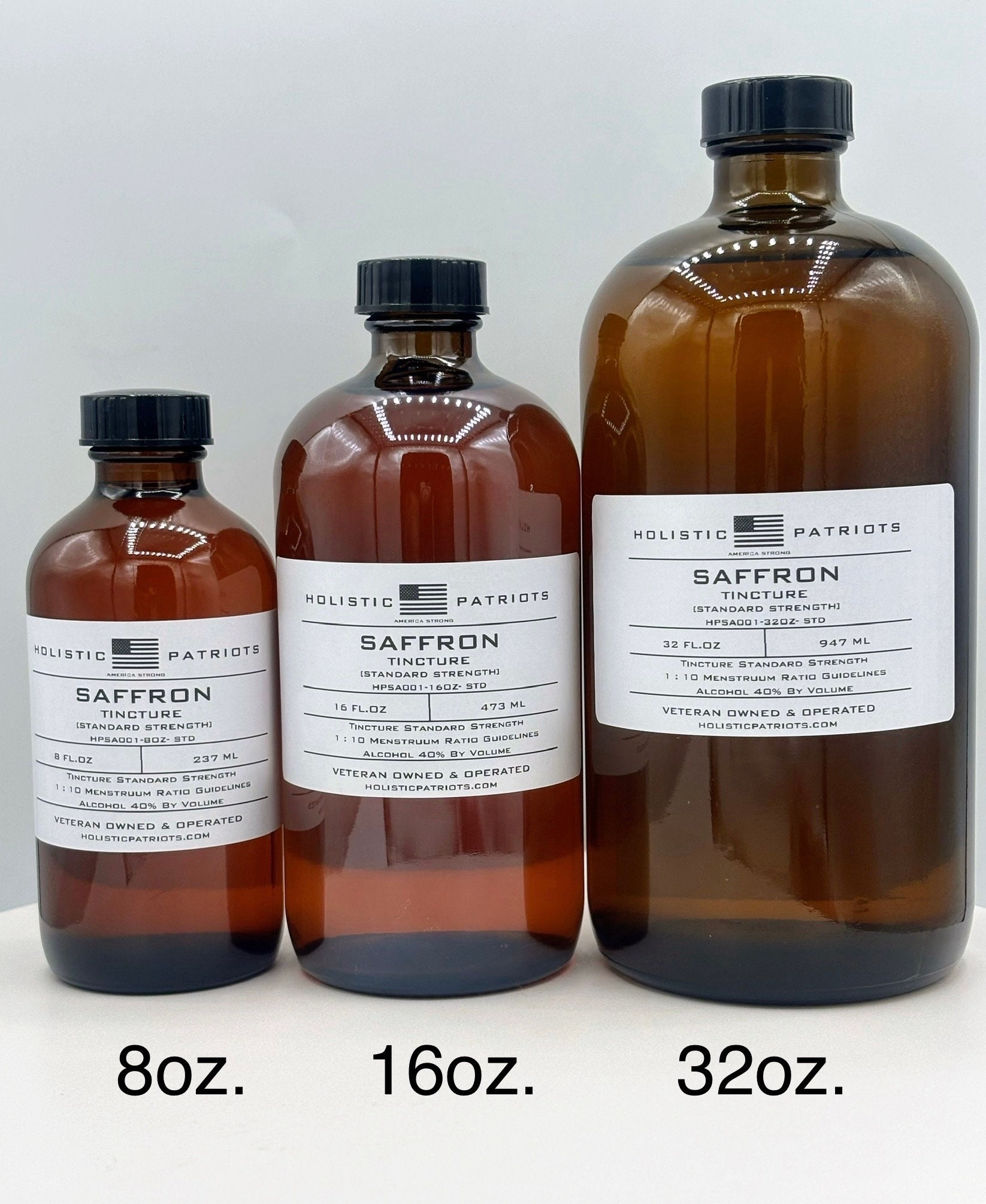 Saffron Tincture crocus Sativus standard Strength available in 1oz, 2oz, 4oz, 8oz, 16oz & 32oz