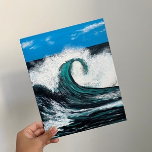 Sea Wave ORIGINAL PAINTING, 8 x 10 20.32cm x 25.40cm, Canvas Panel beach, ocean, tropical, surf image 2
