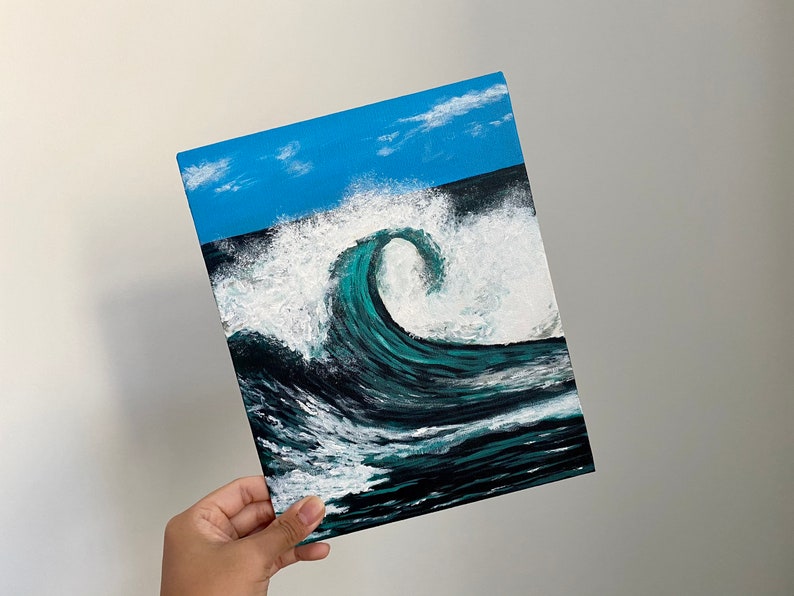 Sea Wave ORIGINAL PAINTING, 8 x 10 20.32cm x 25.40cm, Canvas Panel beach, ocean, tropical, surf image 2