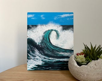 Sea Wave | ORIGINAL PAINTING, 8” x 10” (20.32cm x 25.40cm), Canvas Panel | beach, ocean, tropical, surf