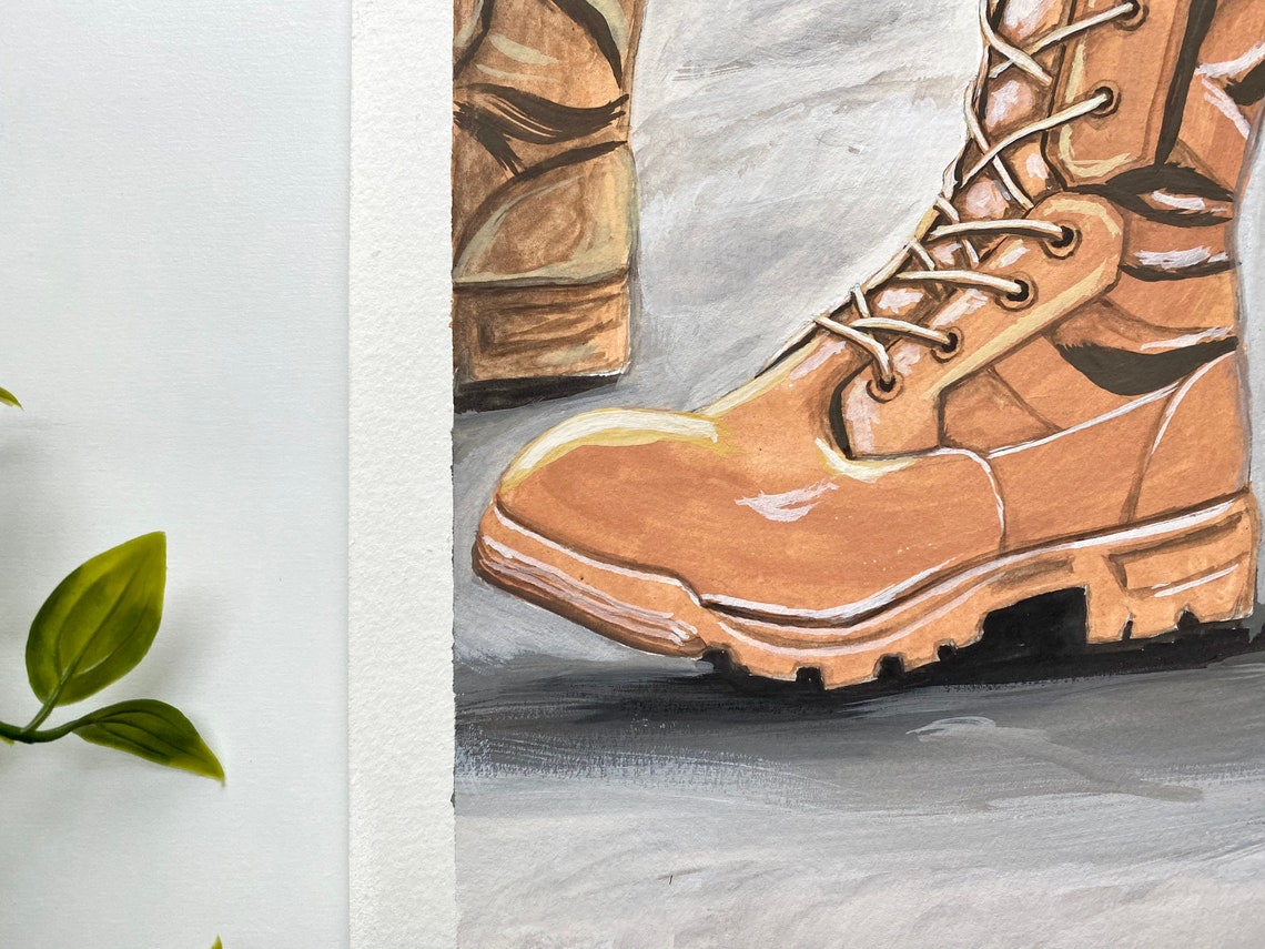 Combat Boots ORIGINAL ART Gouache Military Veteran Etsy UK