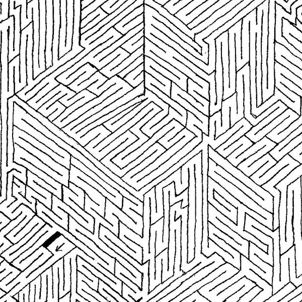 M. C. Escher Inspired Hand Drawn 3D Maze