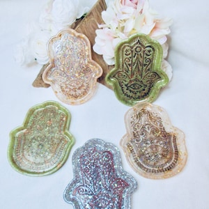 Hamsa Hand of Fatima, Eye Of God Jewelry Holder, Ashtray, Soap Dish, Hand Painted Resin Dish, Key Dish