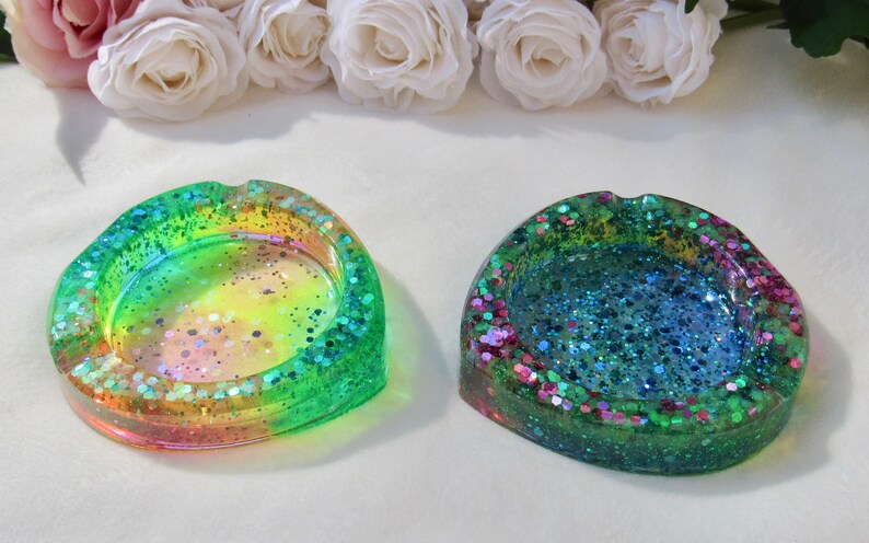 Unique Gift Rainbow Handmade Resin Teardrop Ashtray Pride Ashtray Candle Holder Ring Dish Beautiful Rainbow Soap Dish