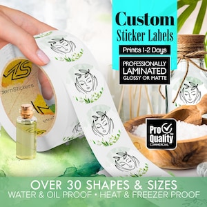 Custom Labels Printed On A Roll | We Print Your Design | Glossy Or Matte Waterproof Lamination | Free Print Proof | Prints 1-2 Days