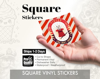 Square Vinyl Stickers/Labels | We Print Your Design! | Waterproof | Dishwasher Safe | Weatherproof Vinyl | Free Print Proof | Ships 1-2 Days