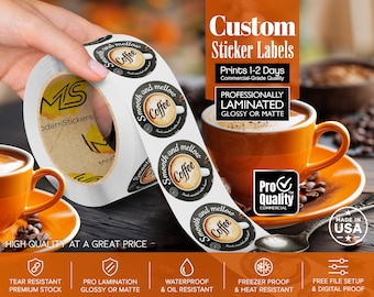 Custom Labels Stickers On A Roll | We Print Your Design | Glossy Or Matte Waterproof Lamination | Free Print Proof | Prints 1-2 Days