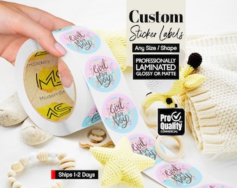 Roll Labels Stickers Custom | We Print Your Design | Glossy Or Matte Waterproof Lamination | Free Print Proof | Ships 1-2 Days