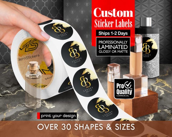 Custom Stickers Labels Printed On A Roll | We Print Your Design | Glossy Or Matte Waterproof Lamination | Free Print Proof | Ships 1-2 Days